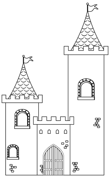 Plik wektorowy zamek czarno-biały charakter doodle