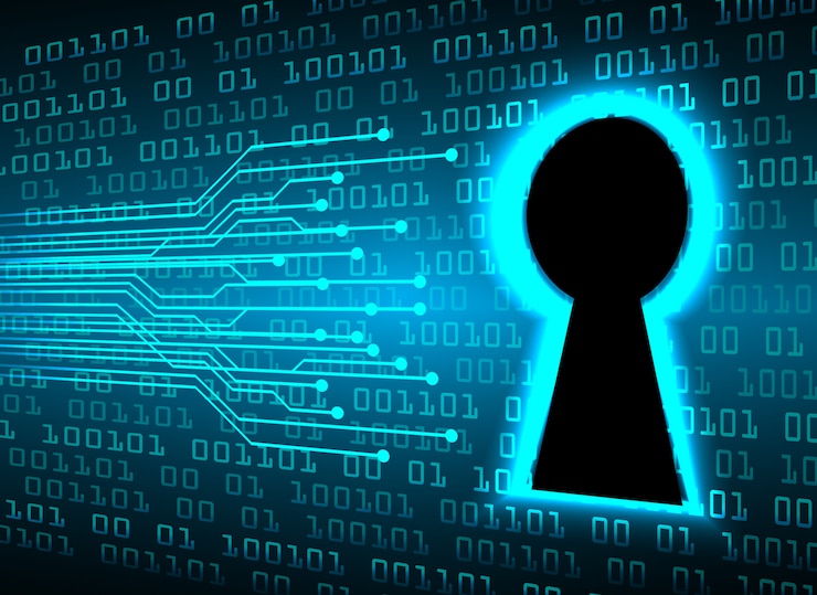 Wektor zamknięta kłódka na cyfrowym tle, cyber ochrona