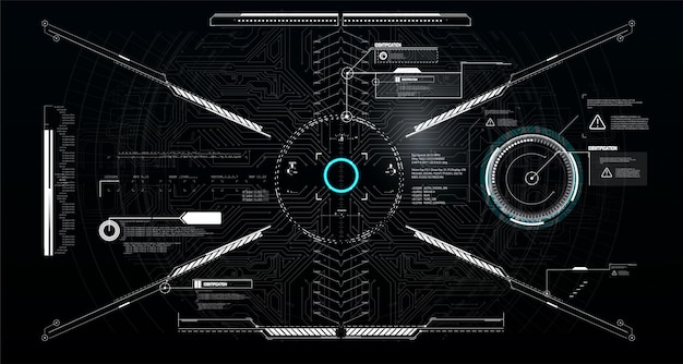 Plik wektorowy zanurz się w przyszłość dzięki temu skomplikowanemu, świecącemu na niebiesko interfejsowi hud. idealny do projektów science fiction