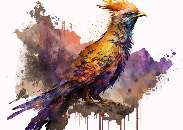 Plik wektorowy zanurz się w świat mitycznych stworzeń z phoenix watercolor vector