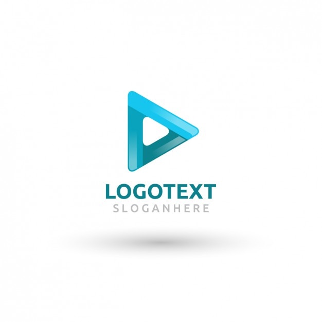 Zaokrąglone trójkątem niebieskie logo