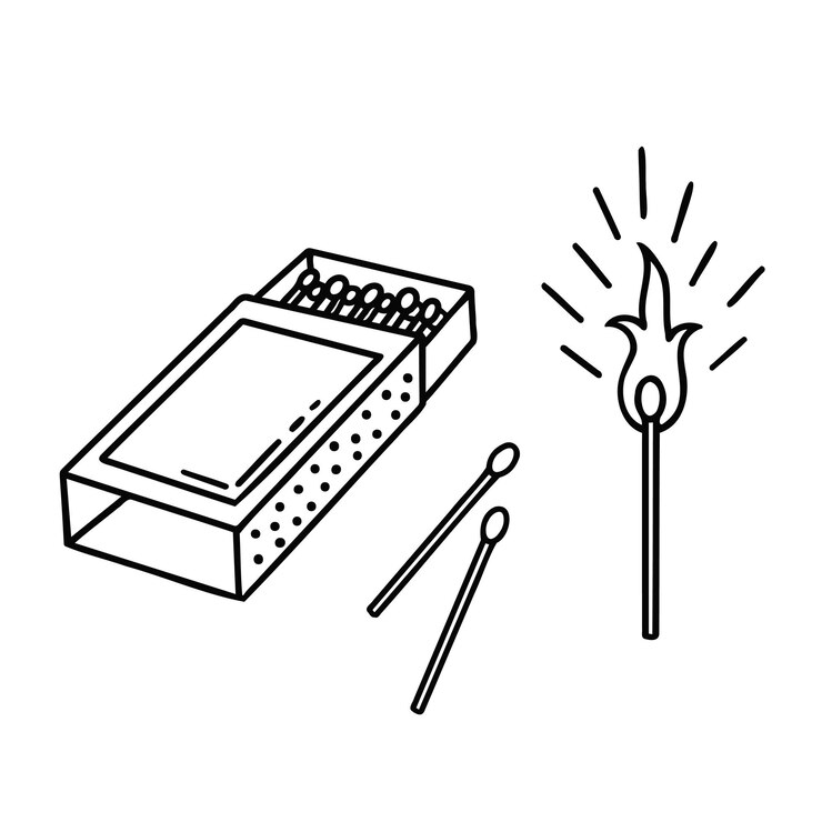 Zapałki matcbox Ręcznie rysowane ilustracja