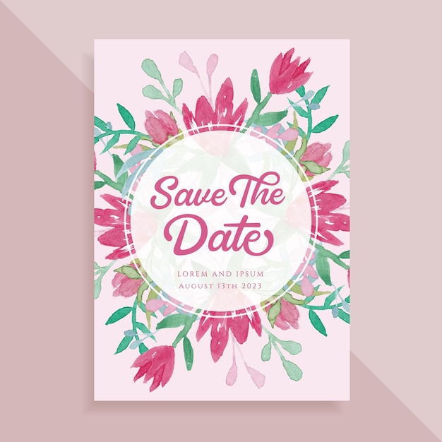 Zapisz Datę Zaproszenia ślubne Kwiatowy Akwarela