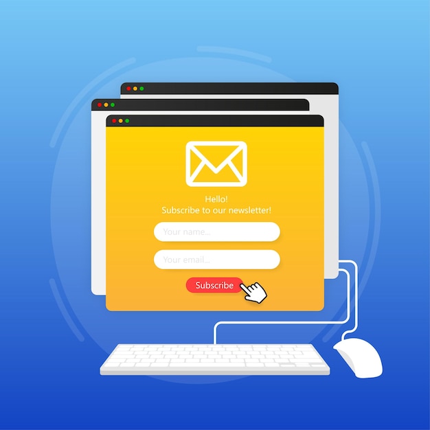 Zapisz się do naszego formularza biuletynu Zapisz się formularz ze znakiem koperty e-mail Ilustracja wektorowa