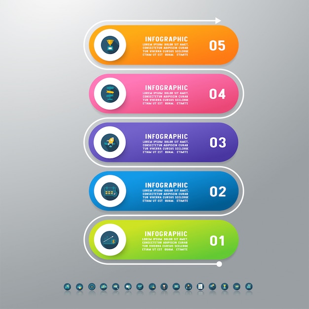 Zaprojektuj Szablon Biznesowy Pięć Opcji Infographic Element Wykresu.