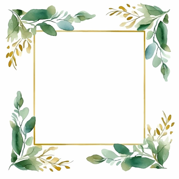 Plik wektorowy zaproszenie modne akwarele plakat ślubny obrzeża pozdrowienie złoto zieleń eleganckie ramka geometryczna
