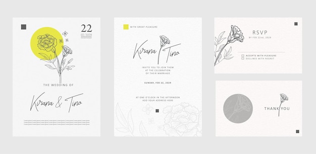 Plik wektorowy zaproszenie na ślub minimalistyczny design kwiatowy
