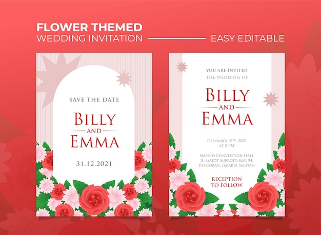 Plik wektorowy zaproszenie na ślub o tematyce róży