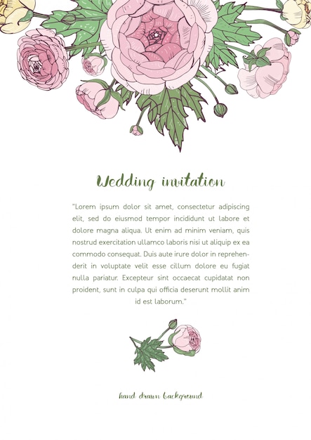 Zaproszenie Na ślub Z Różowymi Kwiatami Jaskier