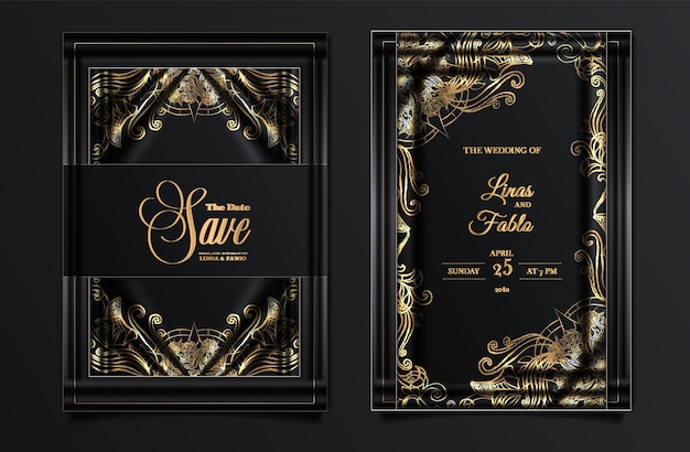 Plik wektorowy zaproszenie ślubne luksusowe zestaw kart