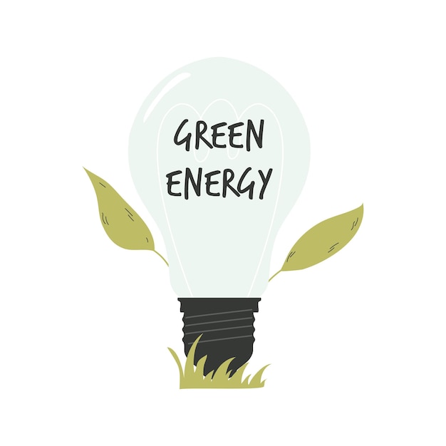 Plik wektorowy Żarówka z zielonymi liśćmi koncepcja zielonej energii ilustracja wektora
