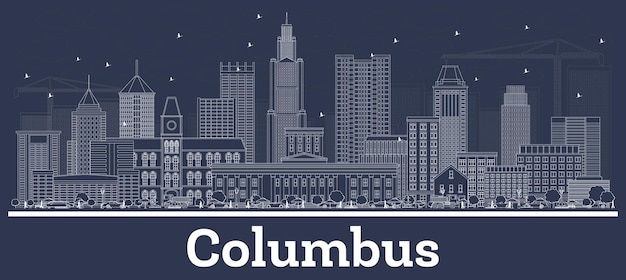 Zarys Columbus Ohio City Skyline Z Białymi Budynkami