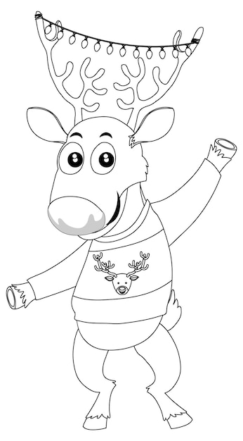 Zarys jelenia doodle do kolorowania