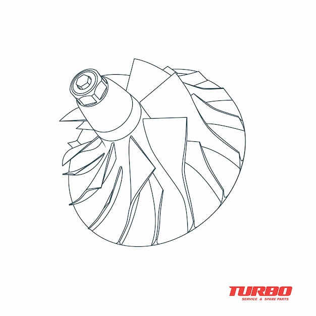 Plik wektorowy zarys koła sprężarki turbosprężarki ilustracji wektorowych