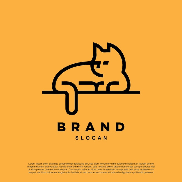 Plik wektorowy zarys premium relaks projekt logo kota