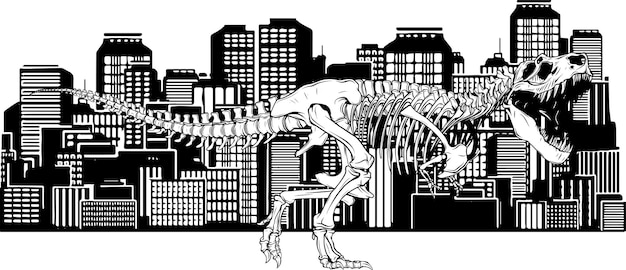 Plik wektorowy zarys szkieletu dinozaura tyrannosaurus rex