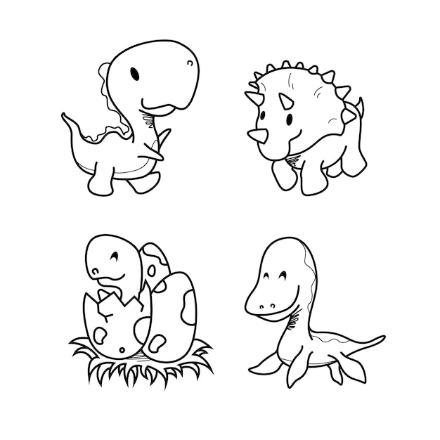 Zarys Sztuki Dinozaur Charakter ładny Dino Baby