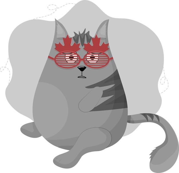 Plik wektorowy zaskoczony szary kot w kanadyjskich okularach wektor