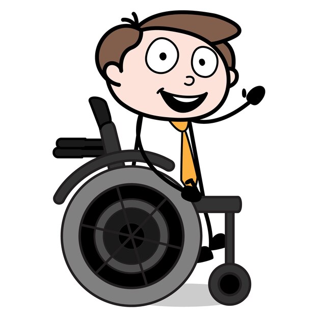 Plik wektorowy zasób postaci z kreskówki młodego biznesmena na wózku inwalidzkim