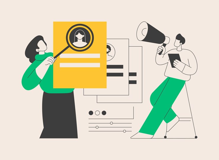 Wektor zatrudnienie pracownika abstrakcyjna ilustracja wektorowa koncepcji zasoby ludzkie zatrudnienie pracownika wypełnianie życiorysu proces zatrudniania agencja polowania na szefa nowego wolnego stanowiska pracy abstrakcyjny metafora