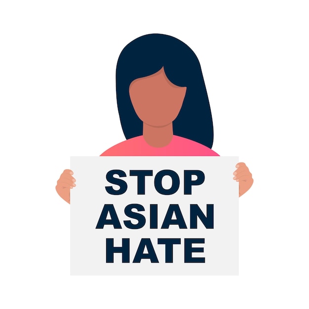 Zatrzymaj Azjatyckie Plakaty Z Nienawiścią W Rękach