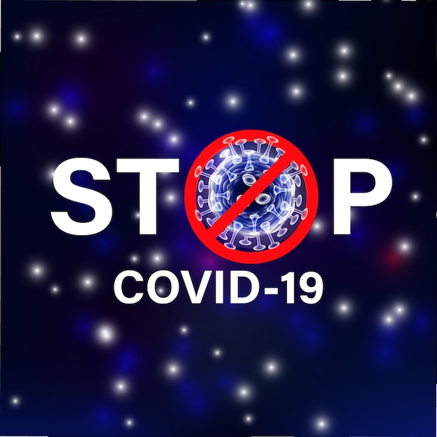 Zatrzymaj Covid-19. Znak & Symbol, wektor ilustracja koncepcja koronawirusa.