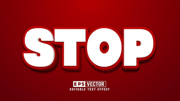 Zatrzymaj edytowalny efekt tekstowy wektor styl 3d
