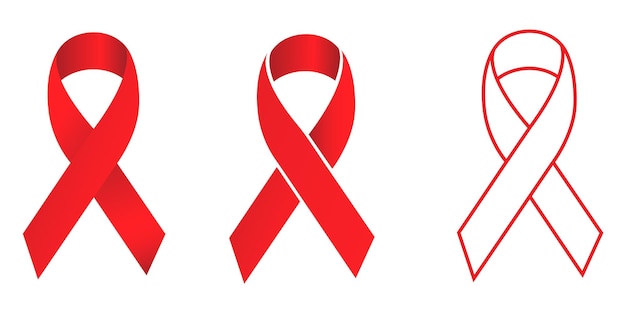 Plik wektorowy zatrzymaj ilustracja aids zestaw czerwonych wstążek wektorowych świadomość aids xdworld aids day concept10 eps
