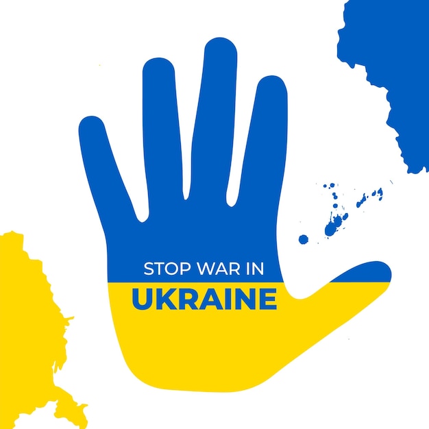 Zatrzymaj wojnę i wesprzyj Ukrainę Ilustracja wektorowa sztuki i wektor flagi z konfliktem w Rosji