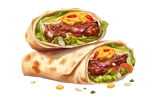 Plik wektorowy zawijanie shawarma pojedynczo na tle ilustracja wektora kreskówek