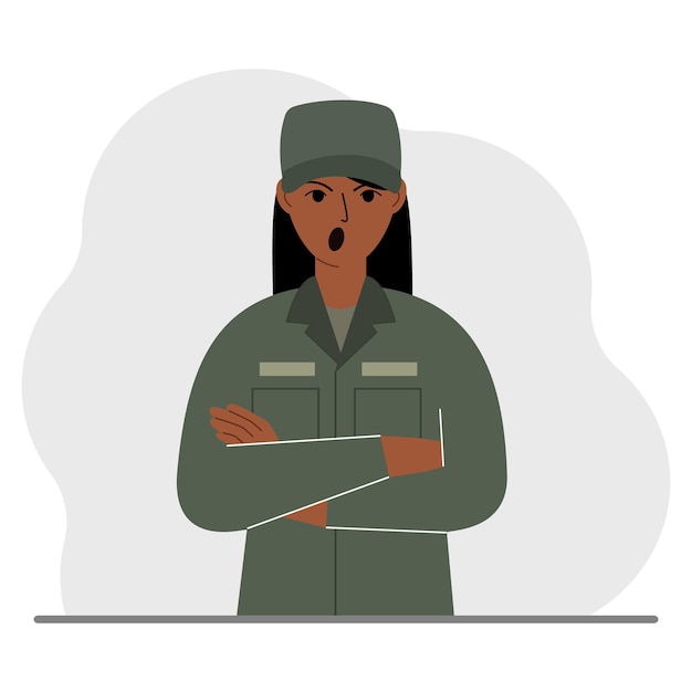 Plik wektorowy zawód żołnierza kobieta w mundurze wojskowym koncepcja wojskowa i wojskowa vector