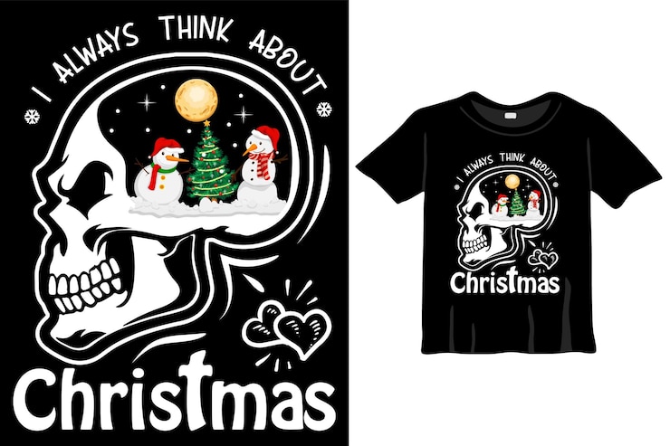 Wektor zawsze myślę o świątecznej typografii wektorowej tshirtów na święta bożego narodzenia