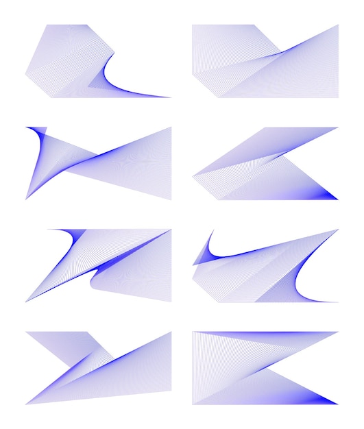 Plik wektorowy zbiór abstrakcyjnych fal tła niebieski cień sztuka linii wektorowej fale ciemno niebieskie kształty