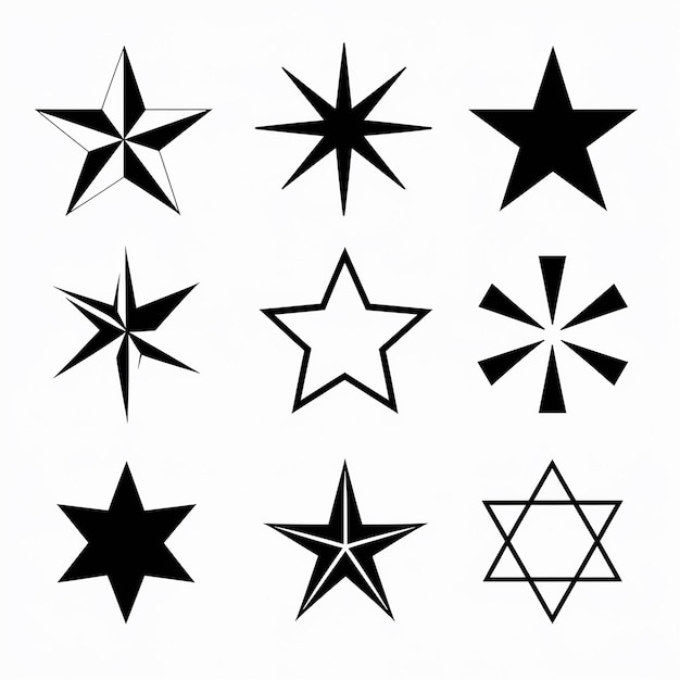 Plik wektorowy zbiór czarno-białych obrazów gwiazdy i krzyża