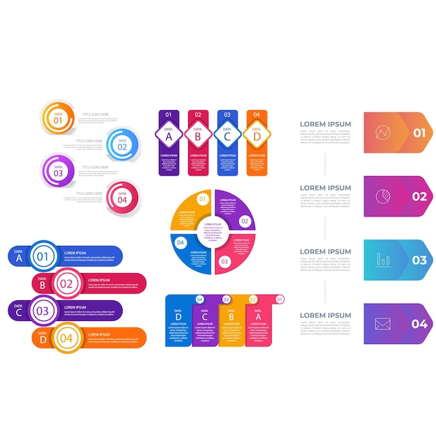 Zbiór elementów infograficznych gradientów