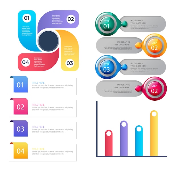 Zbiór elementów infograficznych gradientów