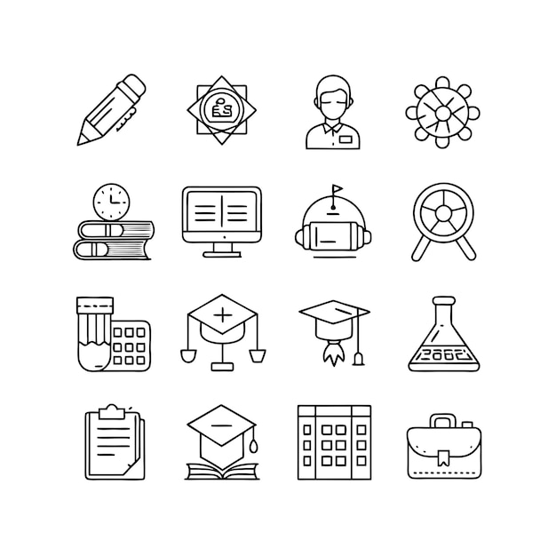 Zbiór ikon ilustracja wektorowa dla dokumentów, stron internetowych edukacyjnych i aplikacji mobilnych