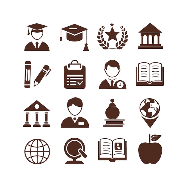 Zbiór ikon ilustracja wektorowa dla dokumentów, stron internetowych edukacyjnych i aplikacji mobilnych