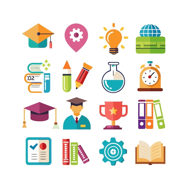 Zbiór ikon ilustracja wektorowa dla dokumentów, stron internetowych edukacyjnych i aplikacji mobilnych