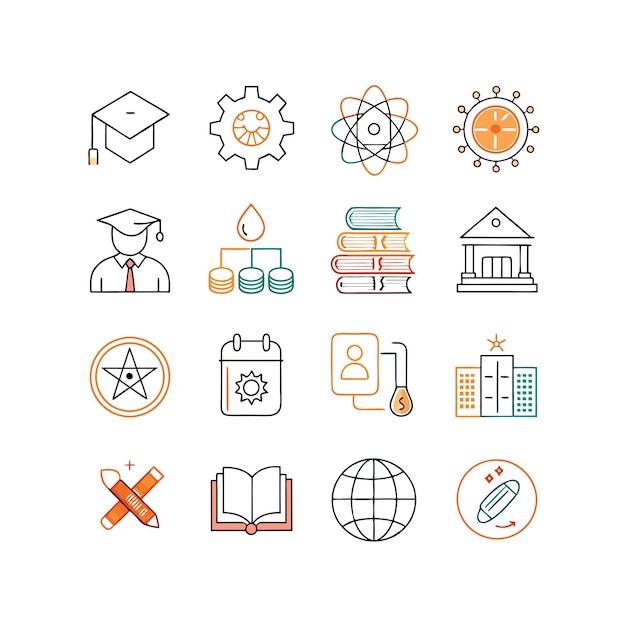 Zbiór ikon ilustracja wektorowa dla dokumentów, stron internetowych edukacyjnych i aplikacji mobilnych