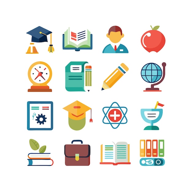 Zbiór ikon ilustracja wektorowa dla dokumentów, stron internetowych edukacyjnych i aplikacji mobilnych