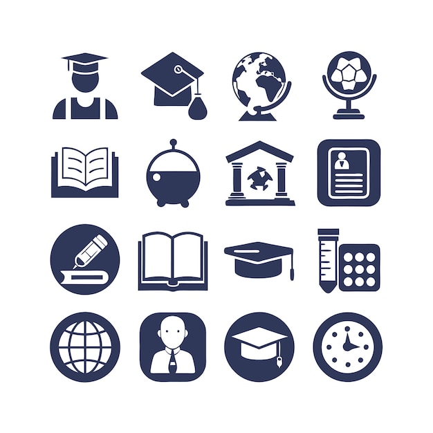 Zbiór ikon ilustracja wektorowa dla dokumentów, stron internetowych edukacyjnych i aplikacji mobilnych