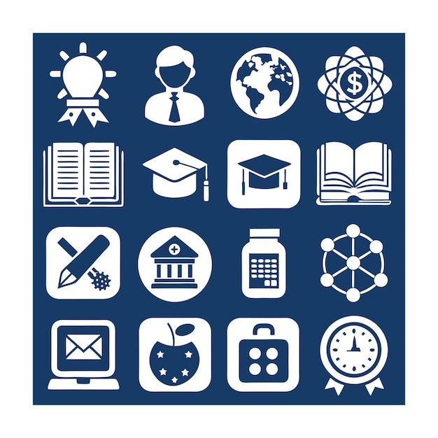 Zbiór ikon ilustracja wektorowa dla dokumentów, stron internetowych edukacyjnych i aplikacji mobilnych