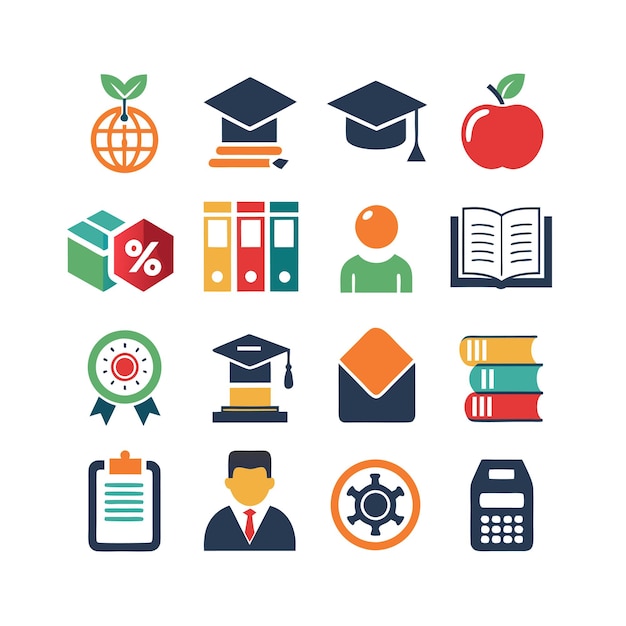 Zbiór ikon ilustracja wektorowa dla dokumentów, stron internetowych edukacyjnych i aplikacji mobilnych