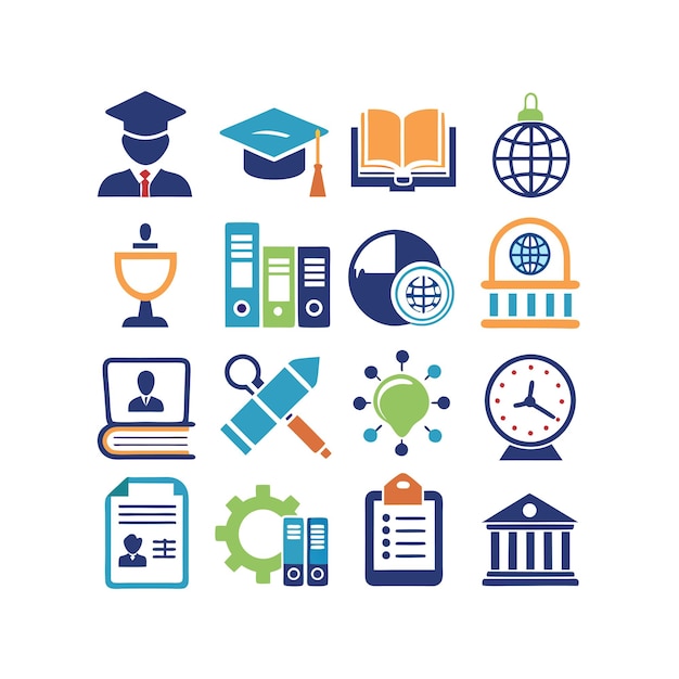 Zbiór ikon ilustracja wektorowa dla dokumentów, stron internetowych edukacyjnych i aplikacji mobilnych