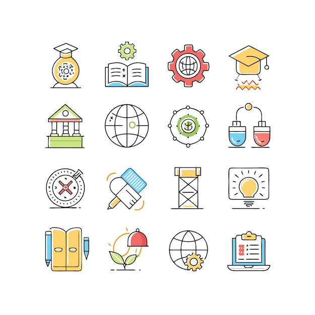 Zbiór ikon ilustracja wektorowa dla dokumentów, stron internetowych edukacyjnych i aplikacji mobilnych
