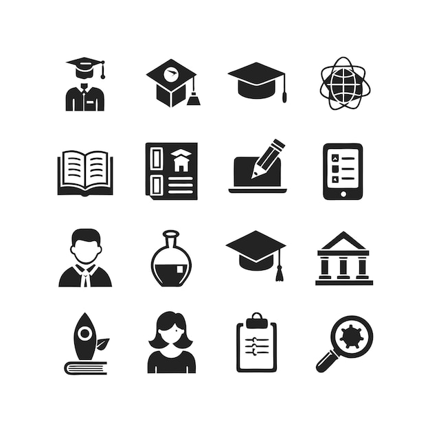Zbiór ikon ilustracja wektorowa dla dokumentów, stron internetowych edukacyjnych i aplikacji mobilnych