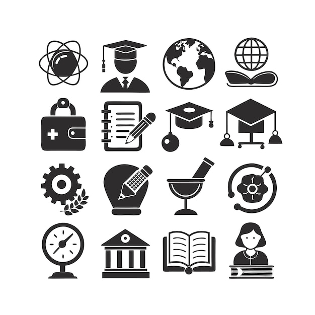 Zbiór ikon ilustracja wektorowa dla dokumentów, stron internetowych edukacyjnych i aplikacji mobilnych