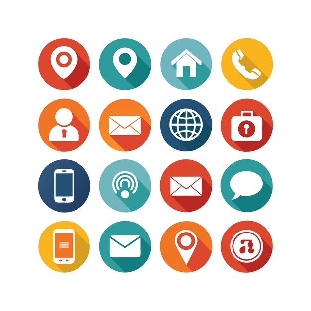 Zbiór ikon kontaktowych dla stron internetowych i aplikacji mobilnych