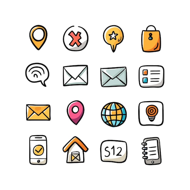 Zbiór ikon kontaktowych dla stron internetowych i aplikacji mobilnych